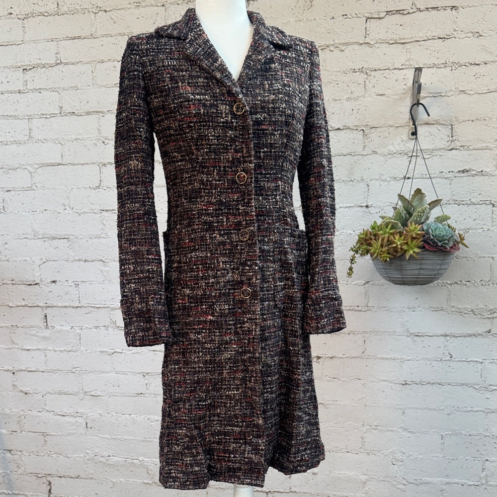 VINTAGE Carolina Herrera Single-Breasted Boucle Tweed Coat Size 4